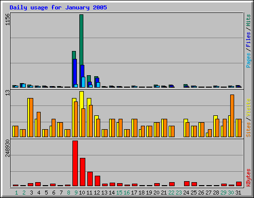 Daily usage for January 2005