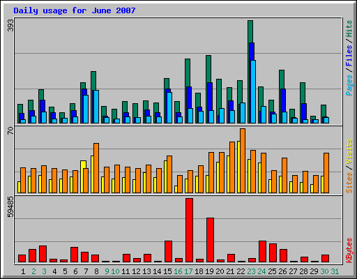 Daily usage for June 2007