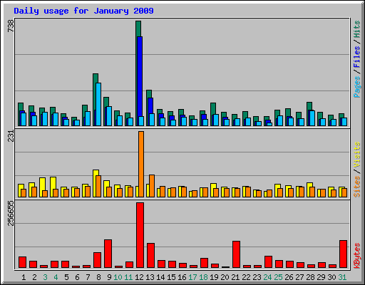 Daily usage for January 2009