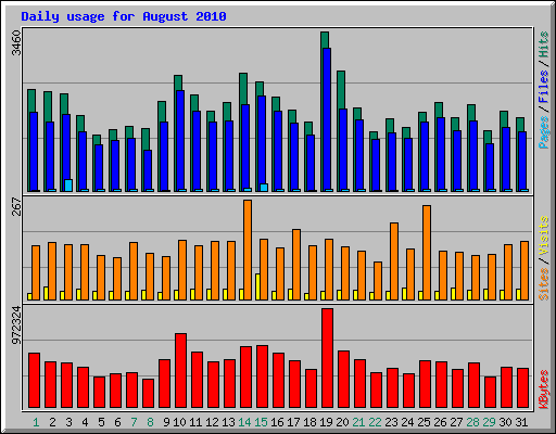 Daily usage for August 2010