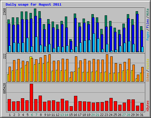 Daily usage for August 2011