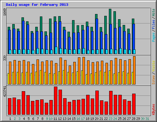 Daily usage for February 2013