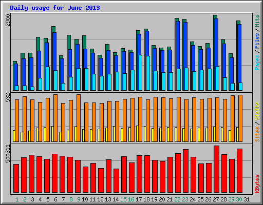 Daily usage for June 2013