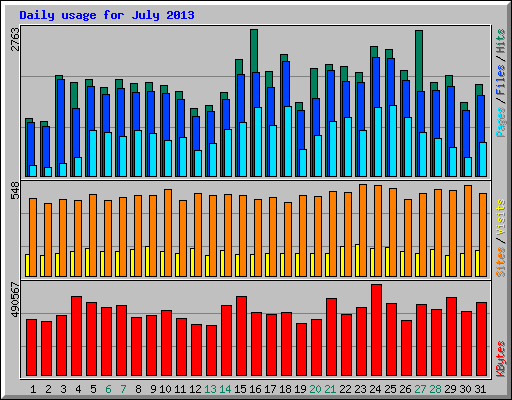 Daily usage for July 2013