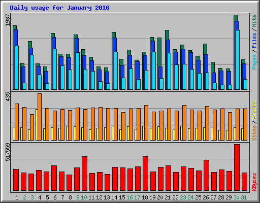 Daily usage for January 2016