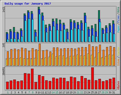 Daily usage for January 2017