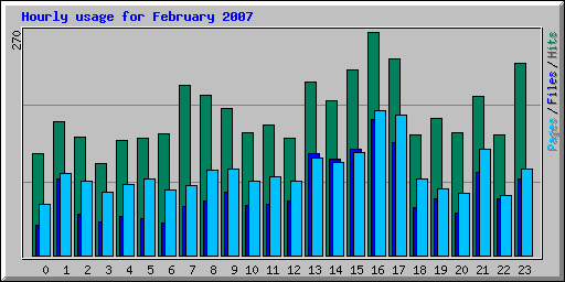 Hourly usage for February 2007