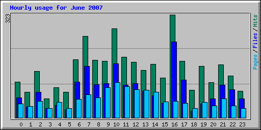 Hourly usage for June 2007