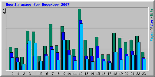 Hourly usage for December 2007