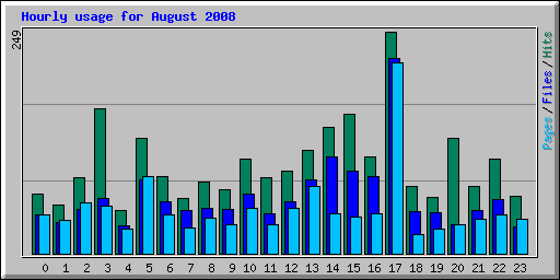 Hourly usage for August 2008