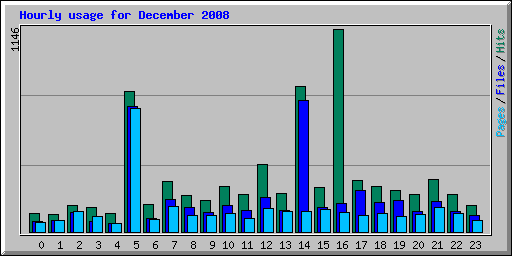 Hourly usage for December 2008