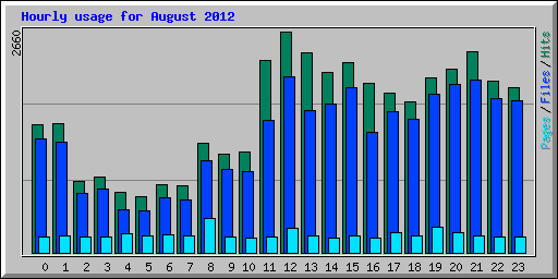 Hourly usage for August 2012