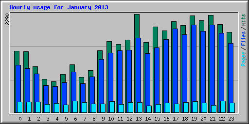 Hourly usage for January 2013