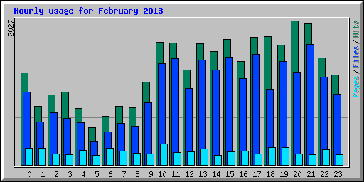 Hourly usage for February 2013