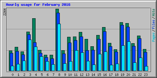 Hourly usage for February 2016