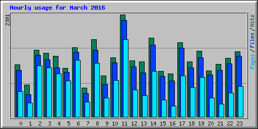 Hourly usage for March 2016