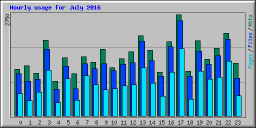 Hourly usage for July 2016