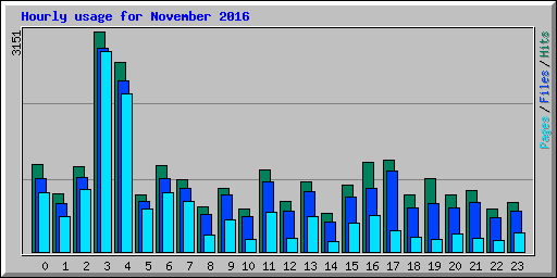 Hourly usage for November 2016