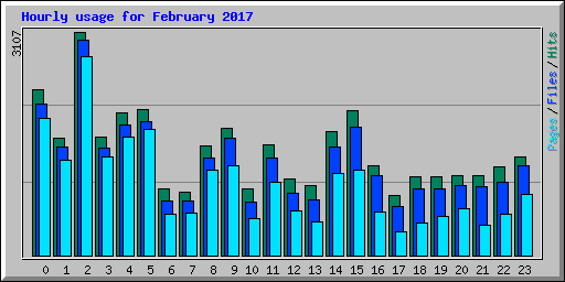 Hourly usage for February 2017