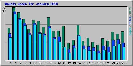 Hourly usage for January 2018